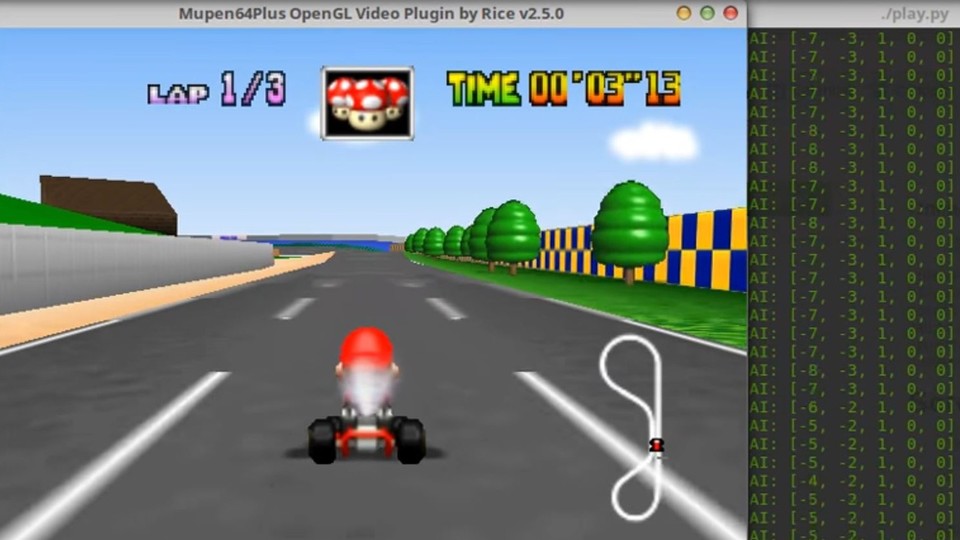 Mario Kart 64, gespielt von einer KI. Das geht!