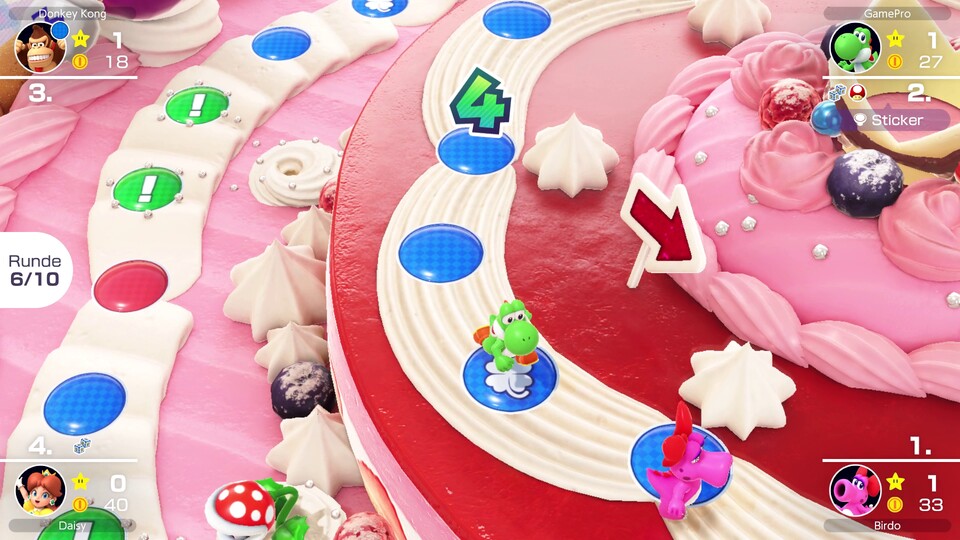 Die Spielbretter wie hier Peachs Geburtstagstorte sind mit viel Liebe zum Detail gestaltet.