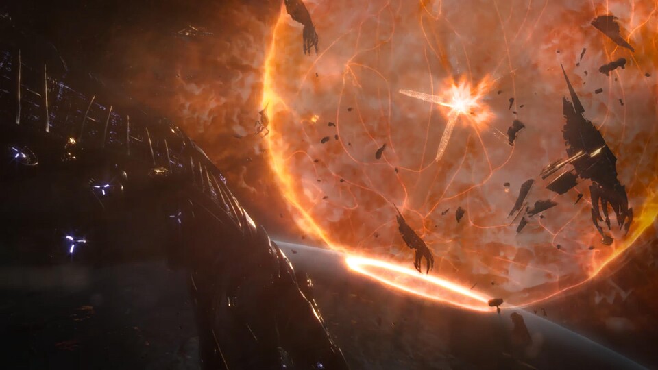 Im Zerstörungs-Ende vernichtet Shepard die Reaper komplett.