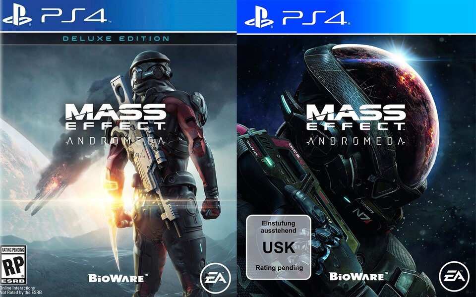 Zwei der Cover für Mass Effect: Andromeda