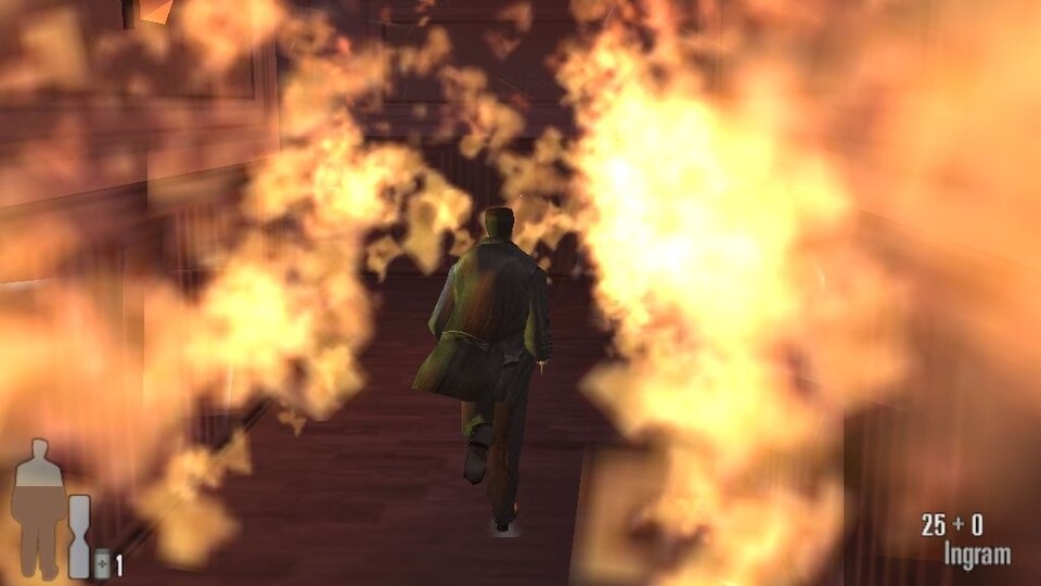 Eine der fiesesten Passagen: Max musste einer Feuerbrunst entkommen.