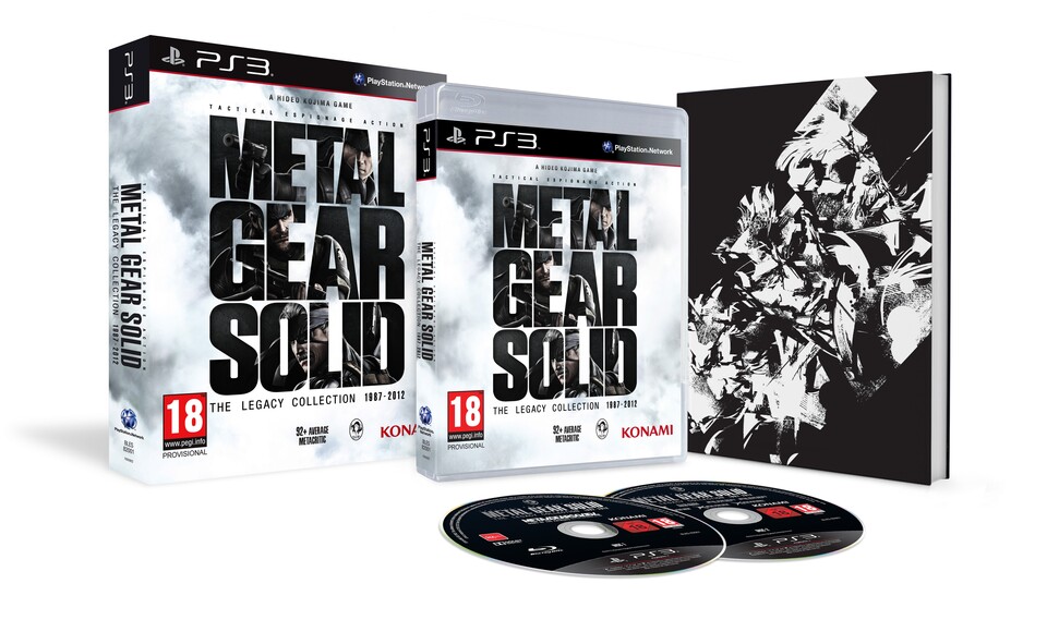 Die Metal Gear Solid: The Legacy Collection enthält zwei Disks mit Spielen, ein Artbook sowie einen Downloadcode für Metal Gear Solid und Spezialmissionen. Das alles steckt im schicken Pappschuber.
