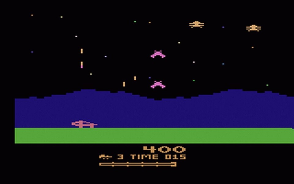 Moon Patrol auf dem Atari VCS - hässlich, aber damals sehr spaßig.