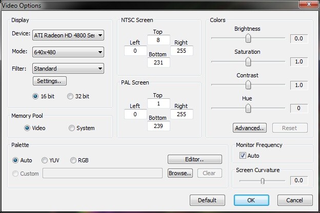 Die Video-Optionen des Emulators ermöglichen neben Farbanpassungen auch die Auswahl verschiedener Darstellungsfilter, Auflösungen und vielem mehr.
