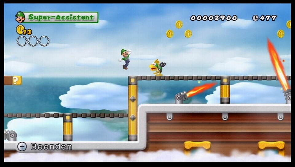 New Super Mario Bros. Wii: In der eingebauten Hilfefunktion zeigt euch Luigi knifflige Levelabschnitte