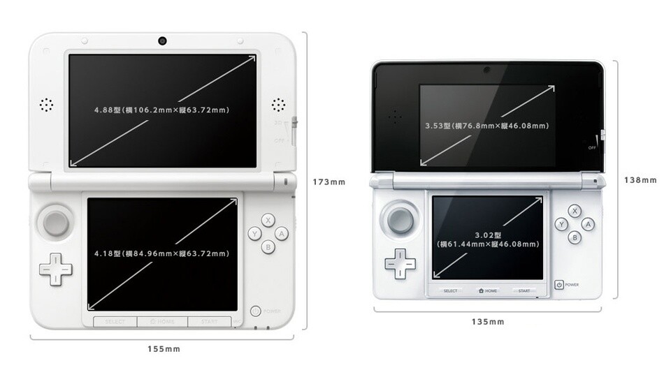 Der 3DS XL im Größenvergleich mit dem 3DS.