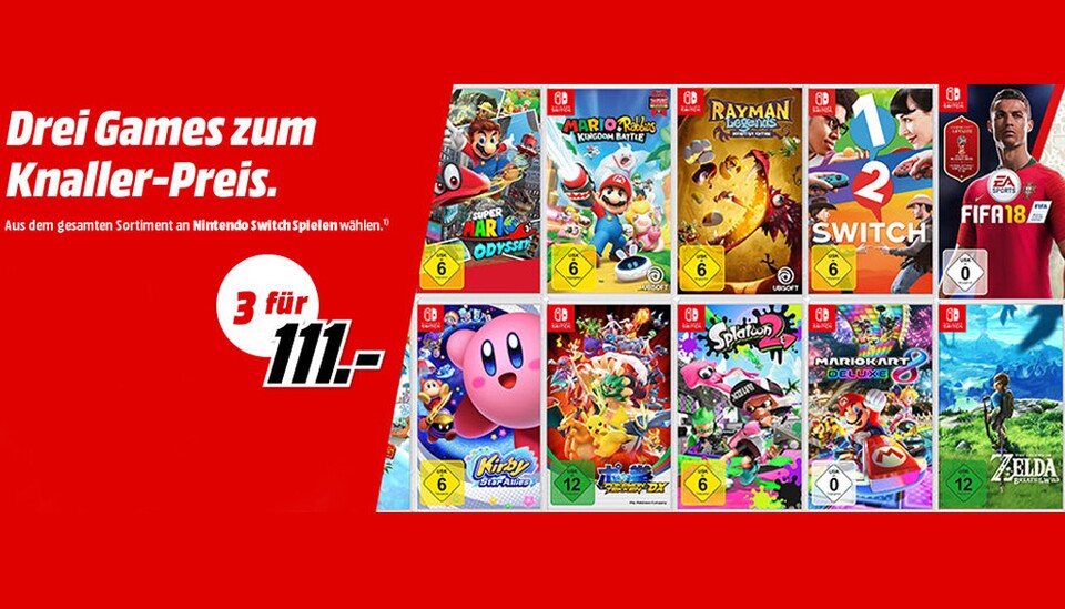 MediaMarkt Prospekt 3 Spiele für Nintendo Switch für nur 111 Euro