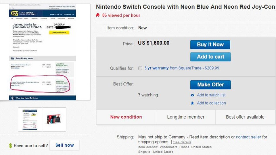 Nintendo Switch auf eBay