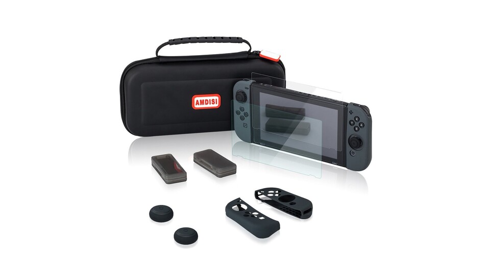 Das Nintendo Switch Hardcase von Amdisi bietet einiges an Zubehör.