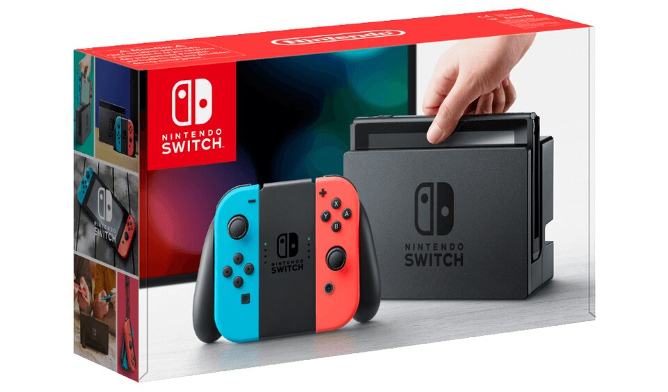 Die Nintendo Switch gibt es Neon-Rot /-Blau und in Grau zum Bestpreis.