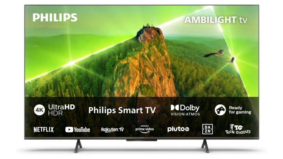 Der Philips PUS8108 ist einer der günstigsten Ambilight-TVs aus 2023.