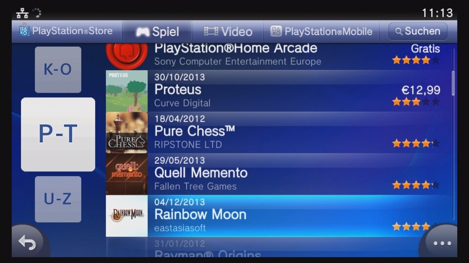 Im PS Store finden wir auch Spiele, die wir uns auf die Mikrokonsole laden können.