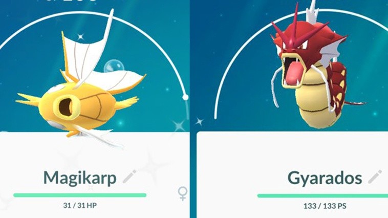 In Pokémon GO können wir mittlerweile die Shiny-Varianten von Karpador und Garados fangen.