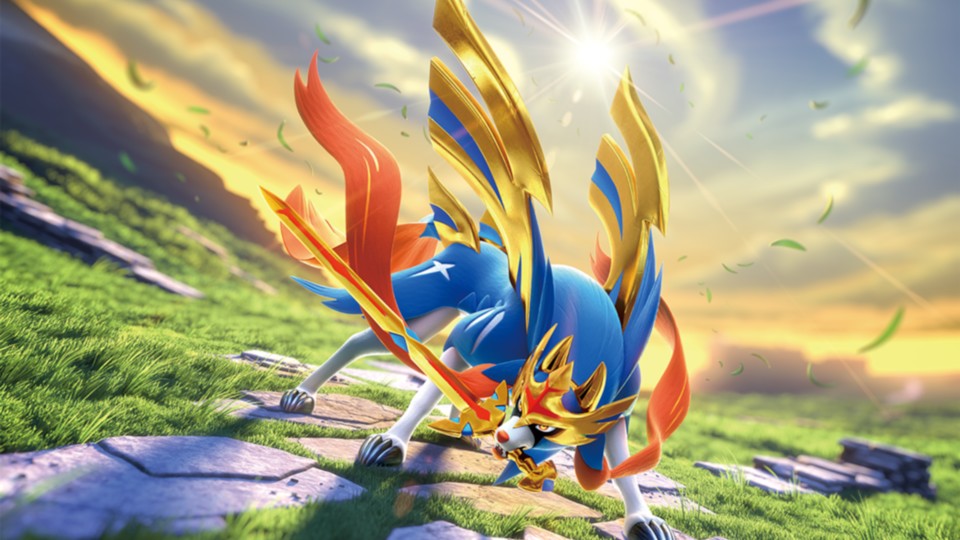 Das Pokémon Zacian ziert unter anderem das Cover von Pokémon Schwert (hier seht ihr ein Artwork des Sammelkarten-Spiels).