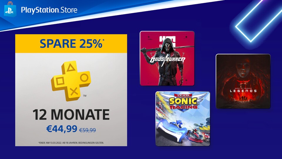 Im PS Store gibt es jetzt 25 Prozent Rabatt auf das Jahresabo bei PS Plus.