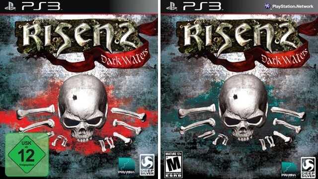Die Covermotive der USK-Version (links) und der ESRB-Fassung von Risen 2 im Vergleich.