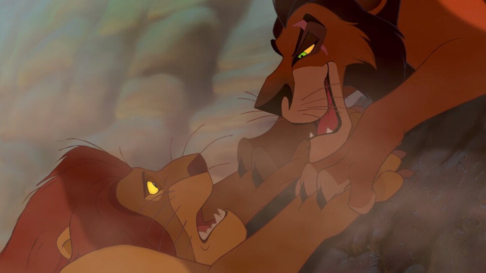 Eine der traumatisierendsten Szenen mit Scar und Mufasa in König der Löwen