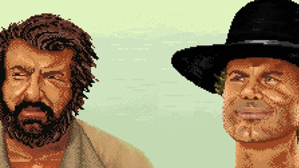 Schiaffi&Fagioli - Bud Spencer & Terence Hill als die linke und rechte Hand des Teufels im Pixelstil. Der GameJam-Beitrag erinnert an frühe Beat'em Ups. Passt ja wie die Faust aufs Auge!