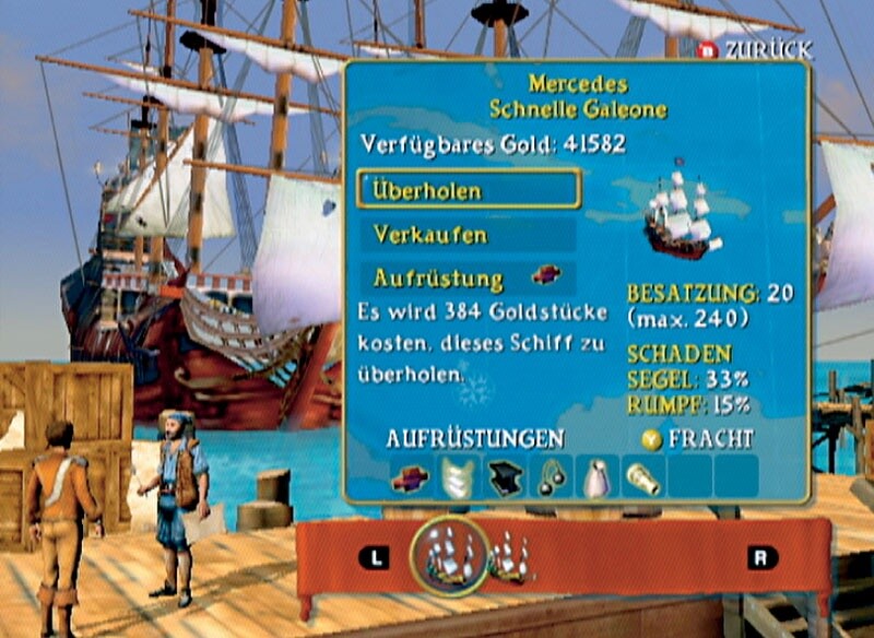 Beim Schiffsbauer verjubelt ihr euer Gold, um euren lahmen Windjammer in ein echtes Kriegsschiff zu verwandeln. Screen: Xbox