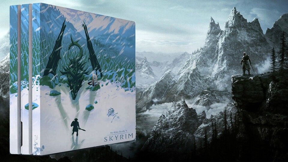 Das Skyrim-Design der PS4 Pro Limited Edition kann sich sehen lassen.