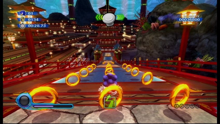 Sonic ist auch dieses Mal ganz versessen auf goldene Ringe. Die vor so einen Panorama zu sammeln, macht allerdings gleich doppelt Spaß. [Wii]