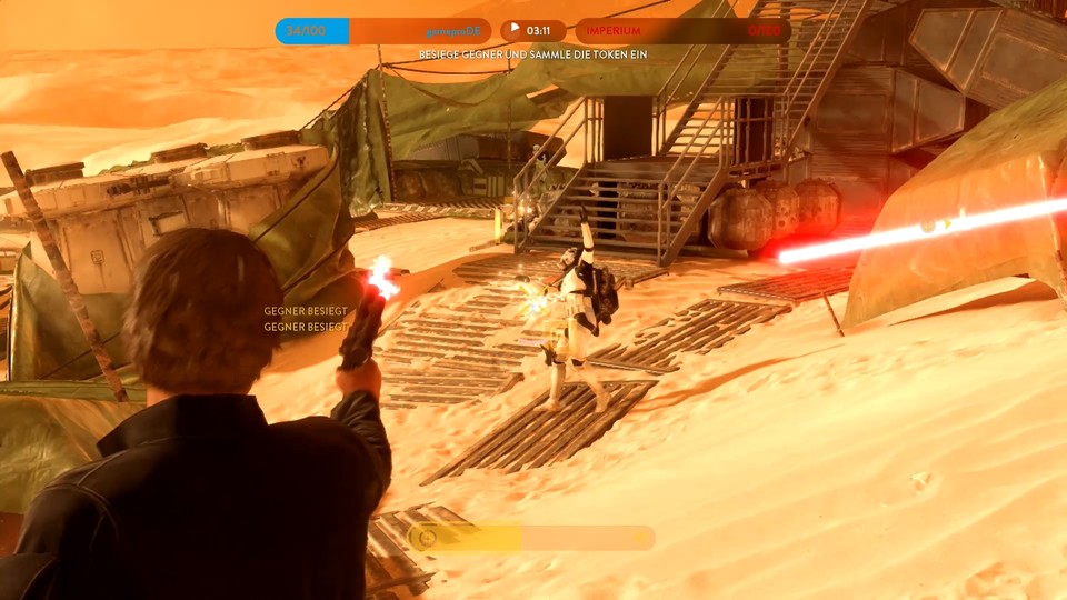 Han Solo vertraut in Kämpfen auf seinen Blaster. Die Waffen der Helden teilen extra viel Schaden aus. 