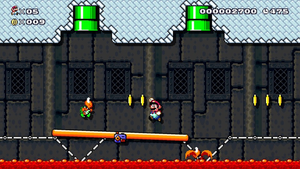 Die Wipp-Plattformen sind ebenfalls ein neues Element und reagieren auf das Gewicht von Mario sowie der Gegner. 