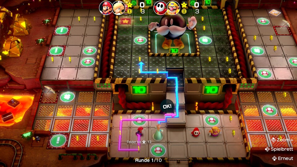Die Züge im Team-Abenteuer können – und sollten – besser geplant werden als beispielsweise im Mario Party-Modus.
