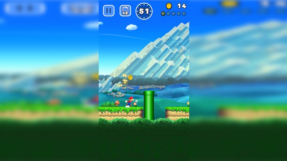 Mario läuft automatisch und hüpft per Fingertipp auf den Bildschirm – so sind auch längere Hüpfkombos möglich.