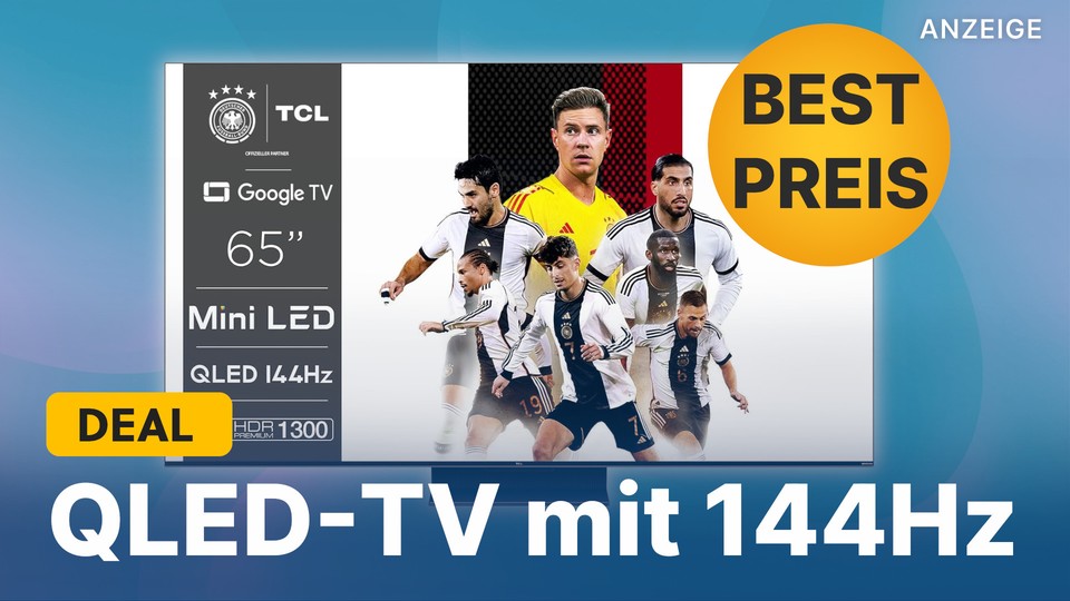 Den TCL QM8B QLED-TV mit 65 Zoll und 144Hz gibts bei Amazon jetzt zum neuen Bestpreis.