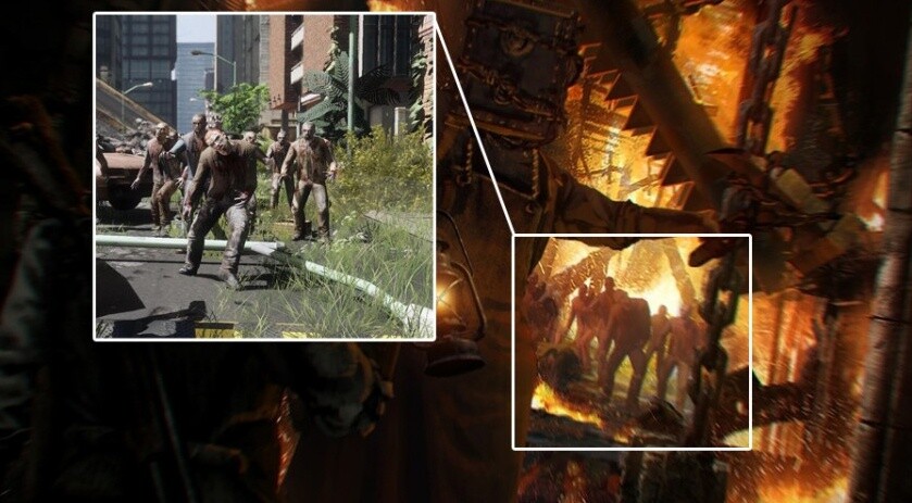 Für ein Artwork zu The Evil Within wurden Zombies bei The War Z kopiert. Quelle: IGN/Neogaf.