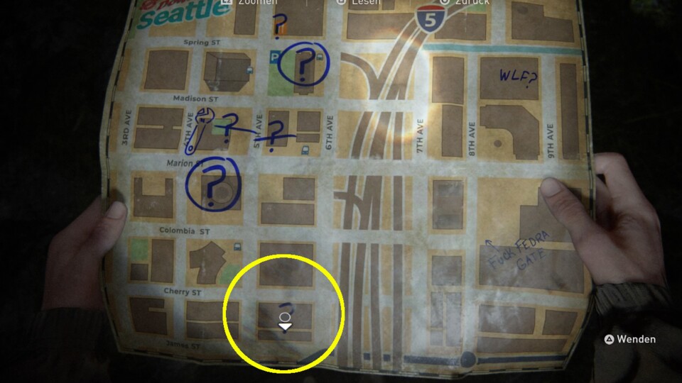 Standort der Westlake Bank in The Last of Us 2 (Map von Seattle).