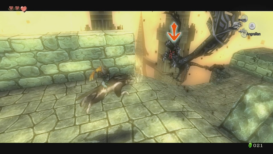 In der Schattendimension nimmt Link die Form eines Wolfs an und muss sich mit Zähnen und Klauen verteidigen.