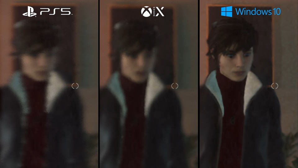 Die Auflösung der Ray-Tracing-Reflexionen ist auf der Xbox Series X doppelt so hoch wie auf der PS5, Umgebungsverdeckung wird auf Sonys Konsole zudem über klassische Methoden gelöst. Das Bild ganz rechts entspricht der vollen Auflösung. (Bildquelle: Digital Foundry)