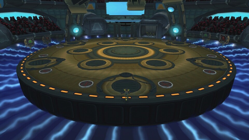 Ratchet & Clank 2: In der Arena kann man um Boni, Waffen oder einfach nur um Bolts (die Währung in Ratchets Universum) kämpfen.