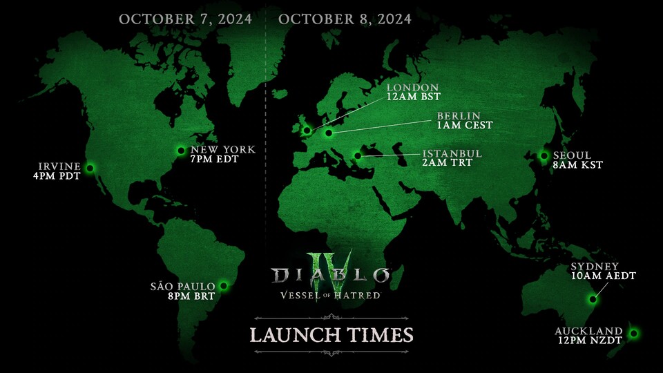 Diablo 4's launch times at a glance.