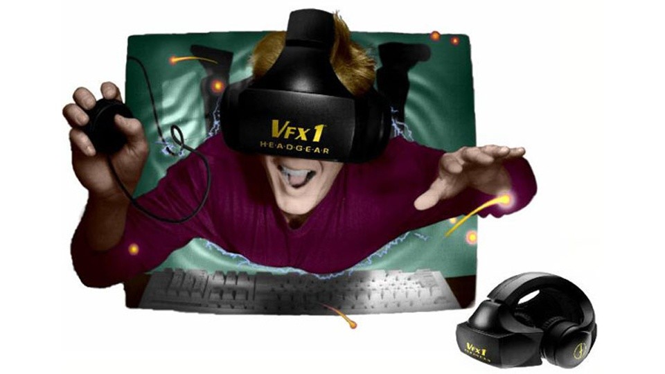 Abgespaced im Cyberspace: So stellte sich Werbeagenturen in den Neunzigern den Zocker der Zukunft vor. Der VFX1 war der damalige 3D-Helm – und trotzdem ein Misserfolg.