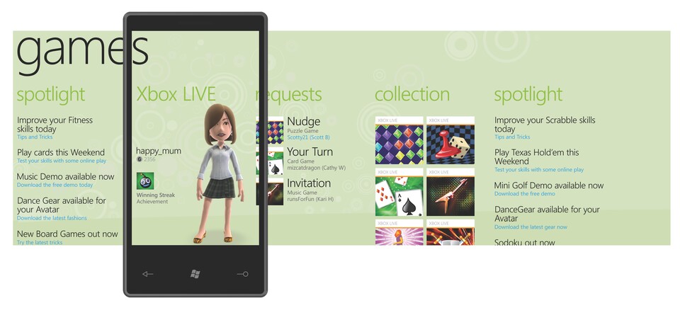 Microsofts neues Smartphone-Betriebssystem integriert Xbox Live als eigenen Hub inklusive Gamerscore und Cross-Platform-Play.