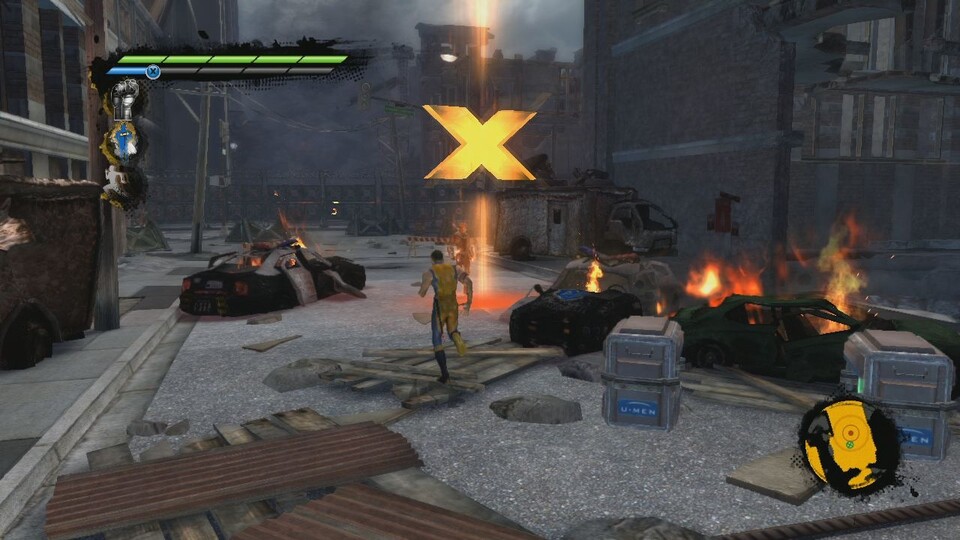 X markiert den Punkt: Das X-Men-Logo weist euch den Weg durch die linearen Levels.