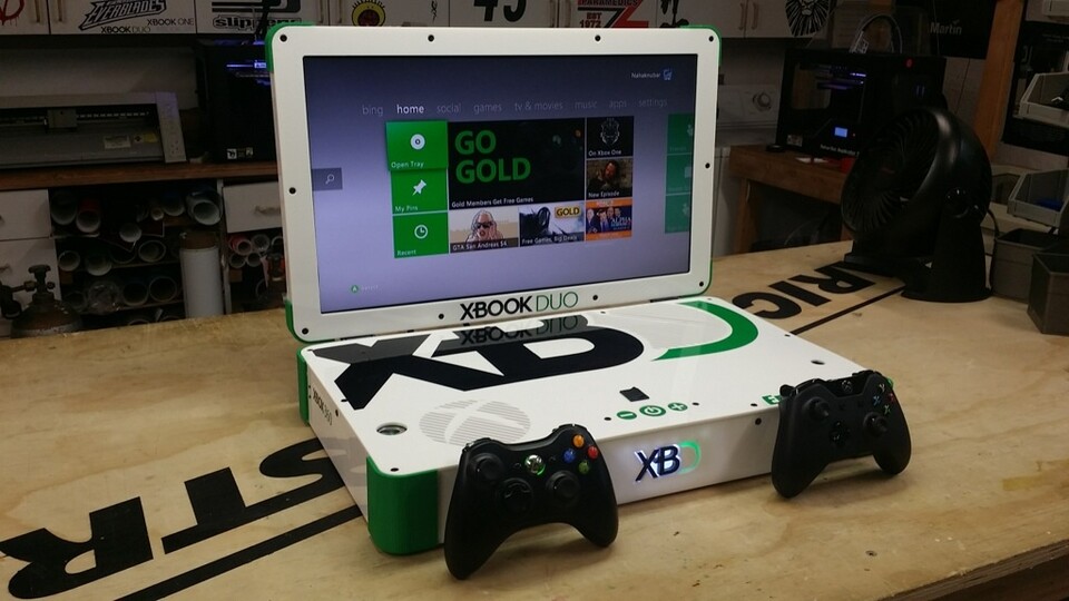 Das Xbook Duo ist eine 3-in-1 Konstruktion aus 22-Zoll-Bildschirm sowie einer Xbox One und einer Xbox 360.