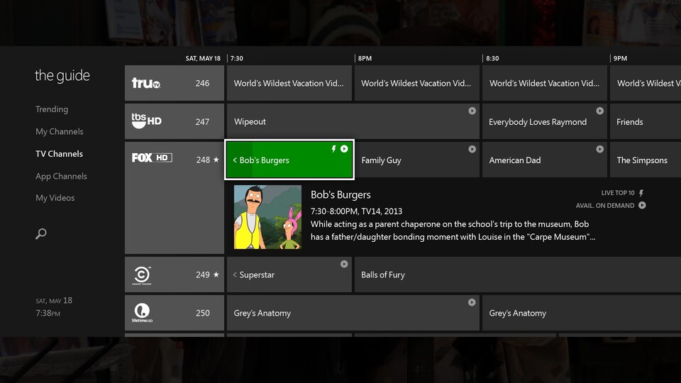 Die Xbox One bietet einen übersichtlichen TV-Guide – ob das auch in Deutschland funktioniert, ist unklar. 