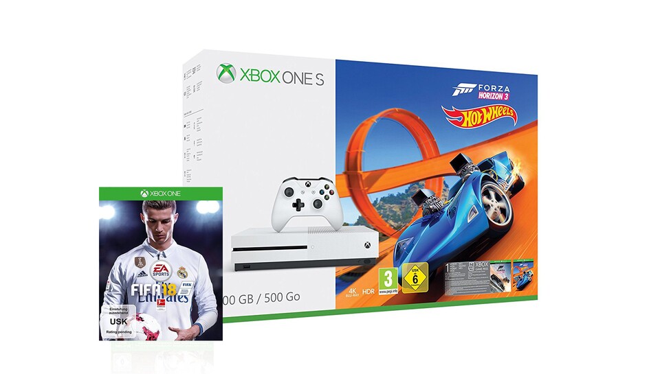 Xbox One S im Bundle mit FIFA 18 und Forza Horizon 3.