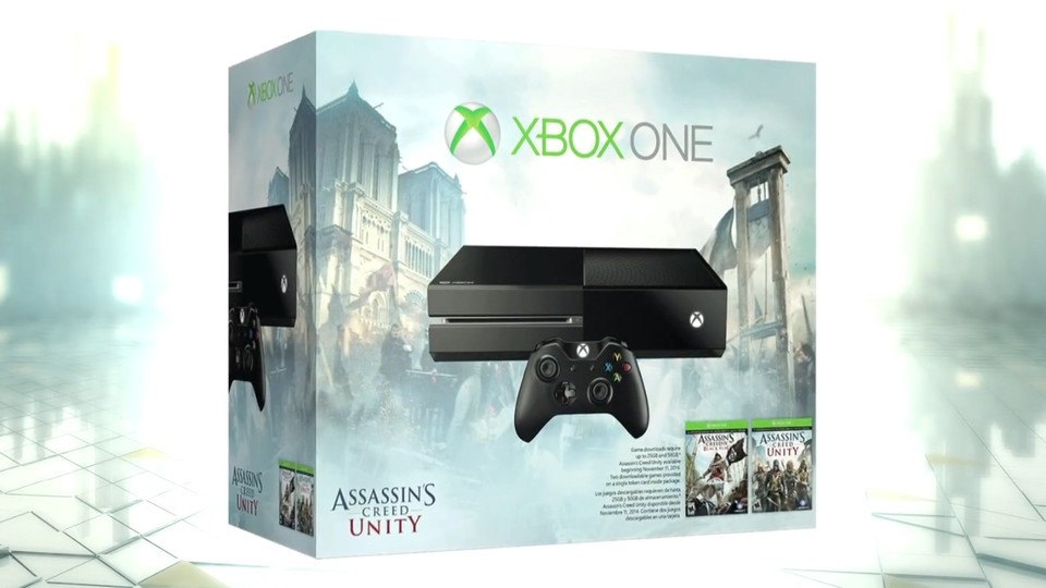Das »Xbox One Unity Bundle« enthält die Konsole mitsamt Assassin's Creed Unity und Black Flag.