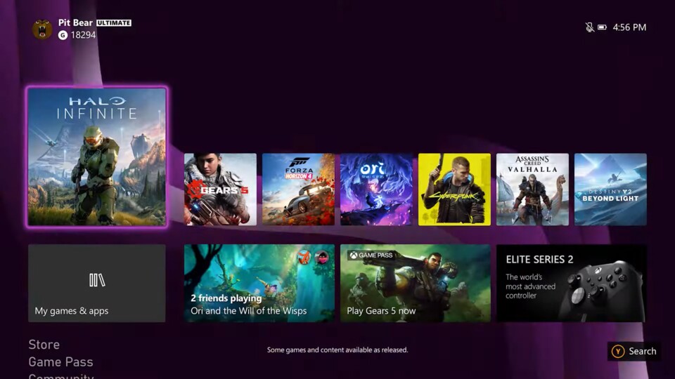 Dieses Bild des Dashboards veröffentlichte Microsoft im August, stammt also nicht von unserer Xbox Series X.