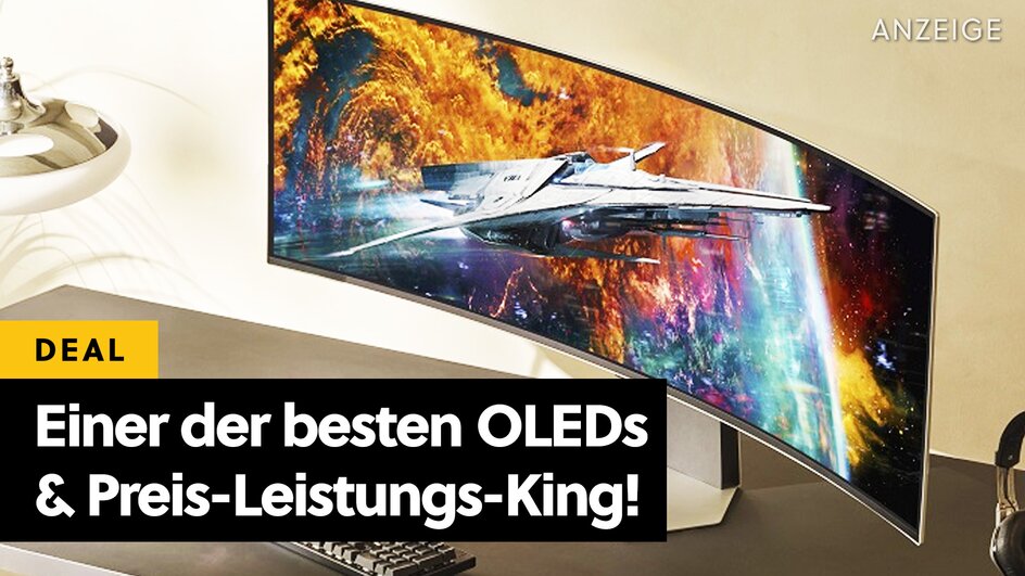 Teaserbild für Samsungs bester OLED-Monitor ist bei Amazon gerade ein echtes Schnäppchen: 240Hz, ultrawide und er ist rieeesig!