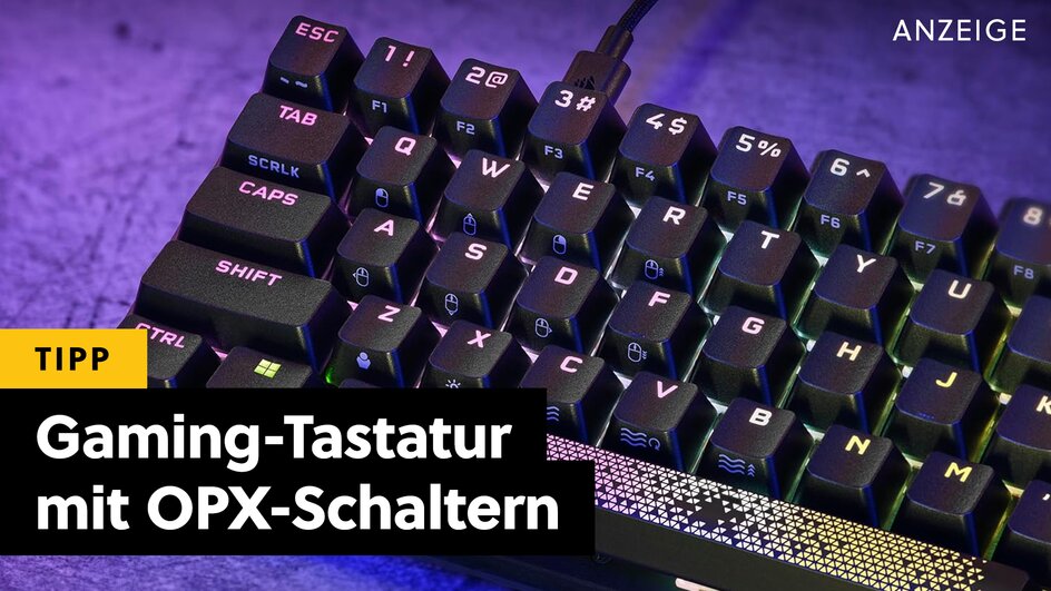 Teaserbild für Optisch-mechanische Gaming-Tastatur mit Schalldämpfer im Angebot