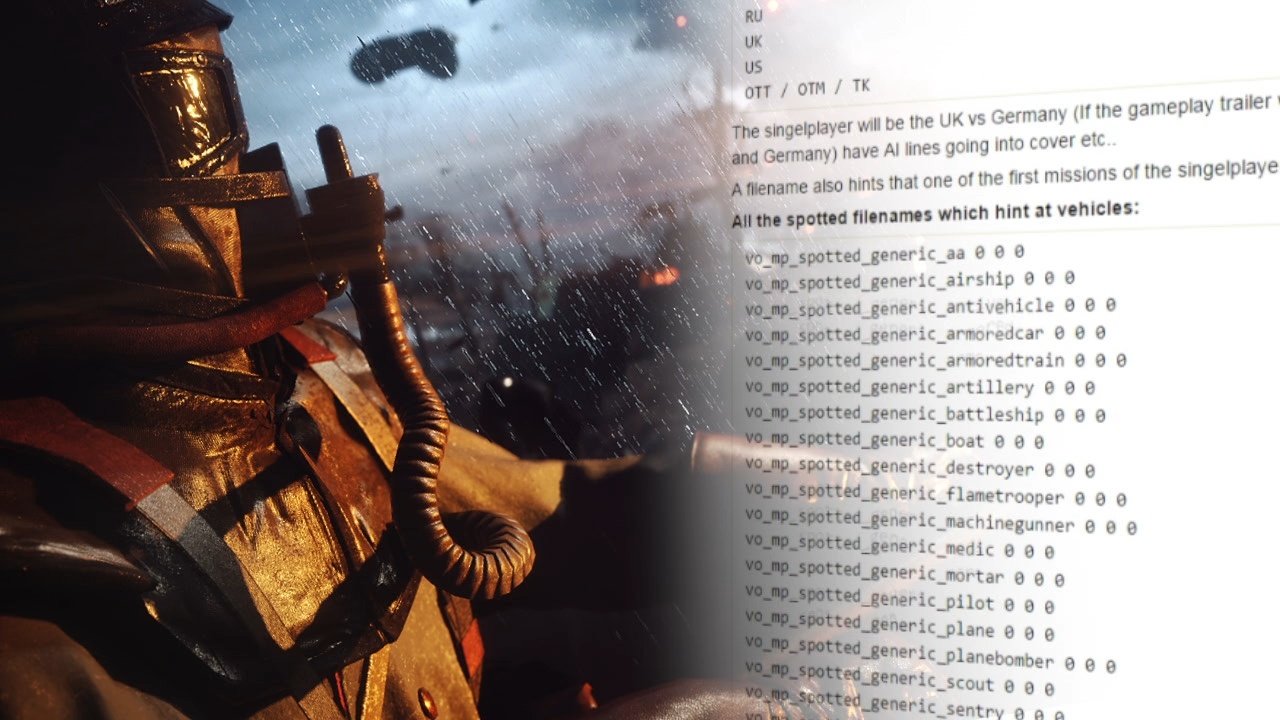 Battlefield 1 Leaks - Hinweise auf U-Boote, Solo-Kampagne und Mehrspielermaps