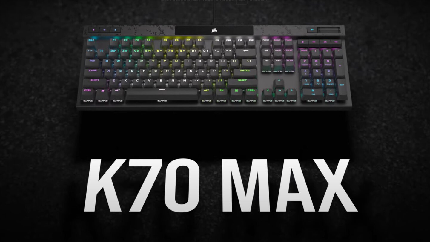 Corsair K70 Max: Erste Gaming-Tastatur des Herstellers mit magnetischen Schaltern