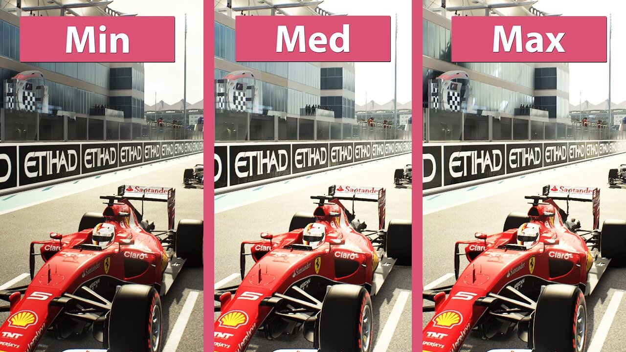 F1 2015 - Verschiedene Detailstufen im Grafikvergleich