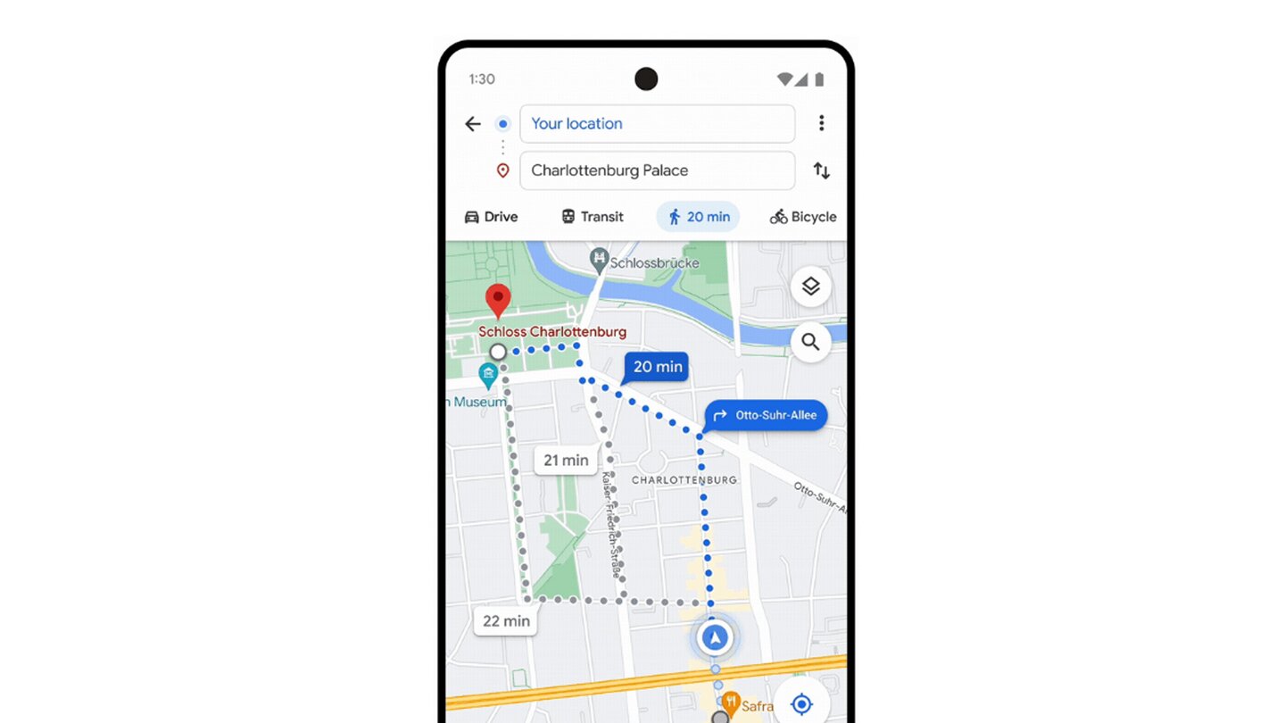 Google Maps - verbesserte Wegbeschreibung in Echtzeit